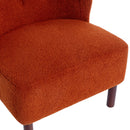 Accent Chair, Upholstered Armless Chair Lambskin Sherpa Single Sofa Chair with Wooden Legs, Modern Reading Chair for Living Room Bedroom Small Spaces Apartment, Burnt Orange
