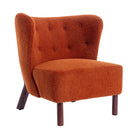 Accent Chair, Upholstered Armless Chair Lambskin Sherpa Single Sofa Chair with Wooden Legs, Modern Reading Chair for Living Room Bedroom Small Spaces Apartment, Burnt Orange