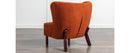 Accent Chair, Upholstered Armless Chair Lambskin Sherpa Single Sofa Chair with Wooden Legs, Modern Reading Chair for Living Room Bedroom Small Spaces Apartment, Burnt Orange