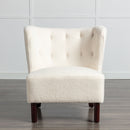 Accent Chair, Upholstered Armless Chair Lambskin Sherpa Single Sofa Chair with Wooden Legs, Modern Reading Chair for Living Room Bedroom Small Spaces Apartment, Cream