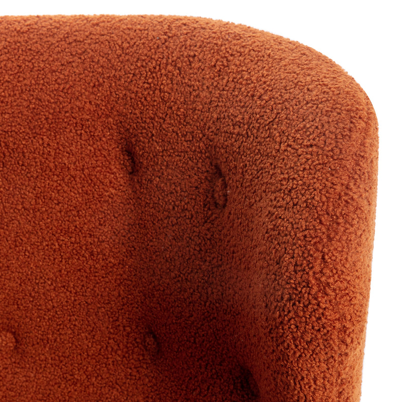 Accent Chair, Upholstered Armless Chair Lambskin Sherpa Single Sofa Chair with Wooden Legs, Modern Reading Chair for Living Room Bedroom Small Spaces Apartment, Burnt Orange