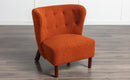 Accent Chair, Upholstered Armless Chair Lambskin Sherpa Single Sofa Chair with Wooden Legs, Modern Reading Chair for Living Room Bedroom Small Spaces Apartment, Burnt Orange