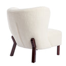 Accent Chair, Upholstered Armless Chair Lambskin Sherpa Single Sofa Chair with Wooden Legs, Modern Reading Chair for Living Room Bedroom Small Spaces Apartment, Cream