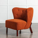 Accent Chair, Upholstered Armless Chair Lambskin Sherpa Single Sofa Chair with Wooden Legs, Modern Reading Chair for Living Room Bedroom Small Spaces Apartment, Burnt Orange