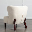 Accent Chair, Upholstered Armless Chair Lambskin Sherpa Single Sofa Chair with Wooden Legs, Modern Reading Chair for Living Room Bedroom Small Spaces Apartment, Cream