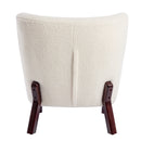 Accent Chair, Upholstered Armless Chair Lambskin Sherpa Single Sofa Chair with Wooden Legs, Modern Reading Chair for Living Room Bedroom Small Spaces Apartment, Cream