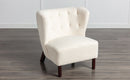 Accent Chair, Upholstered Armless Chair Lambskin Sherpa Single Sofa Chair with Wooden Legs, Modern Reading Chair for Living Room Bedroom Small Spaces Apartment, Cream