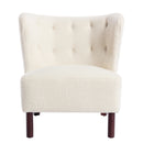 Accent Chair, Upholstered Armless Chair Lambskin Sherpa Single Sofa Chair with Wooden Legs, Modern Reading Chair for Living Room Bedroom Small Spaces Apartment, Cream