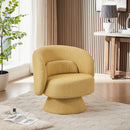 360 Degree Swivel Sherpa Accent Chair Modern Style Barrel Chair with Toss Pillows for home office, living room, bedroom, Yellow