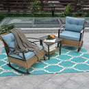 3pcs rocking rattan set wholesale leisure chair outdoor rattan rocking chair set grey