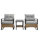 3pcs rocking rattan set wholesale leisure chair outdoor rattan rocking chair set grey