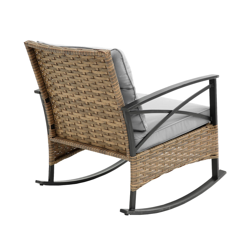 3pcs rocking rattan set wholesale leisure chair outdoor rattan rocking chair set grey