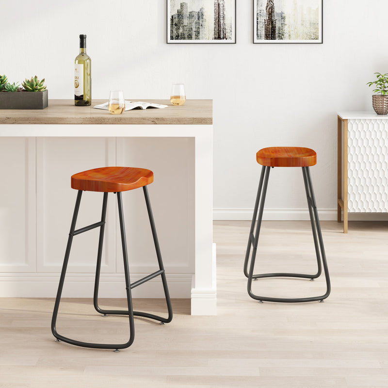 29.52" Stylish and Minimalist Bar Stools, Two-piece Counter Height Bar Stools, for Kitchen Island, Coffee Shop, Bar, Home Balcony, Dark Brown