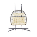 2 Person Outdoor Rattan Hanging Chair Patio Wicker Egg Chair