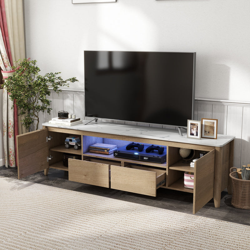 70 Inches Modern TV stand with LED Lights Entertainment Center TV cabinet with Storage for Up to 75 inch for Gaming Living Room Bedroom