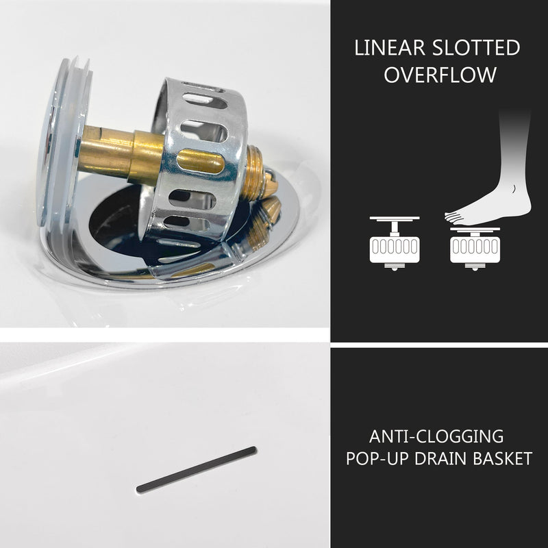 59" Acrylic Free Standing Tub - Classic Oval Shape Soaking Tub, Adjustable Freestanding Bathtub with Integrated Slotted Overflow and Chrome Pop-up Drain Anti-clogging Gloss White