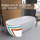 55" Acrylic Free Standing Tub - Classic Oval Shape Soaking Tub, Adjustable Freestanding Bathtub with Integrated Slotted Overflow and Chrome Pop-up Drain Anti-clogging Matte White