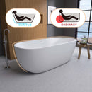 55" Acrylic Free Standing Tub - Classic Oval Shape Soaking Tub, Adjustable Freestanding Bathtub with Integrated Slotted Overflow and Chrome Pop-up Drain Anti-clogging Matte White
