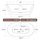 59" Acrylic Free Standing Tub - Classic Oval Shape Soaking Tub, Adjustable Freestanding Bathtub with Integrated Slotted Overflow and Chrome Pop-up Drain Anti-clogging Gloss White