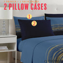 PREMIUS Leo Soft Wrinkle-Free Microfiber Sheet Set, Navy-Gold