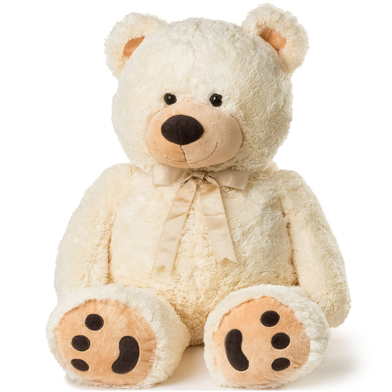 JOON Huge Teddy Bear With Ribbon, Cream