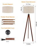 Modern Tripod LED Floor Lamp – Mid Century Dimmable Modern Light for Contemporary Living Rooms - Tall Free Standing Lamp with Solid Wood Legs by Outdoor Solar Outlet