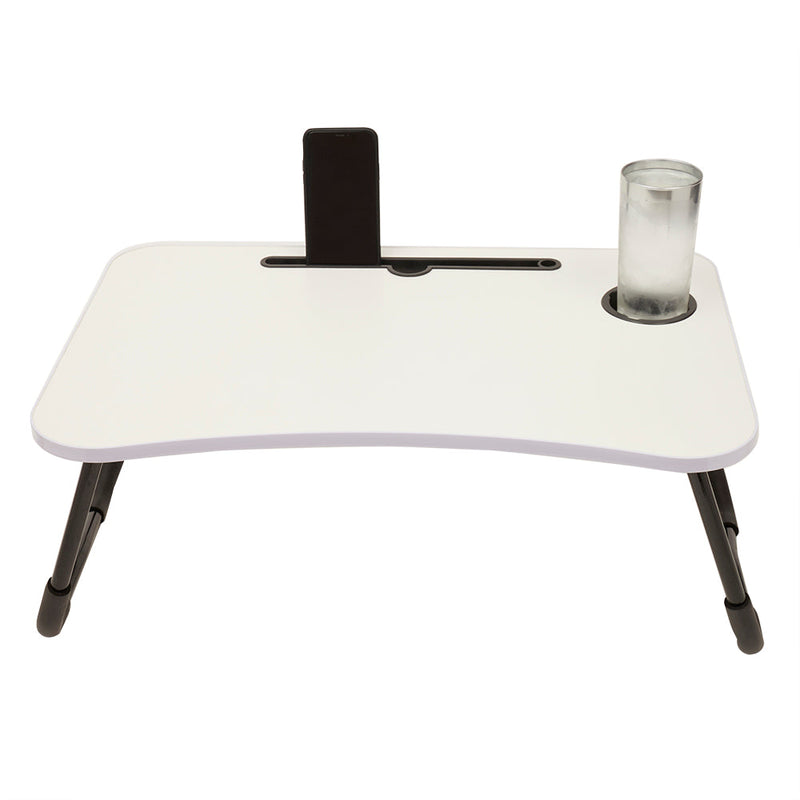 Home Basics Laptop And Tablet Tray with Folding Legs, White, 23.75x16x10 Inches