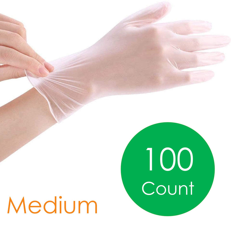 Premius Disposable Vinyl Gloves, Clear, 100 Count