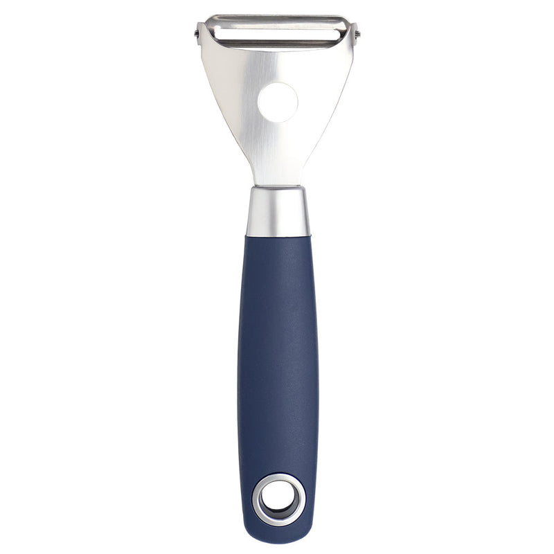 Home Basics Meridian Stainless Steel Horizontal Vegetable Peeler, Indigo