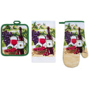 PREMIUS 3 Piece Printed Kitchen Linen Set, 1 Cotton Towel, 1 Pot Holder, 1 Oven Mitt by ShopBobbys