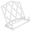 Home Basics Cast Iron Moroccan Lattice Cookbook Stand, White, 10.5x5.5x9 Inches