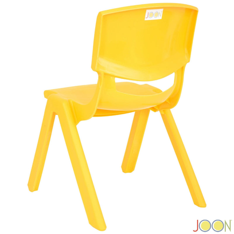 JOON Stackable Plastic Kids Learning Chairs, Yellow, 20.5x12.75X11 Inches, 2-Pack (Pack of 2)