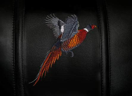 Silver Loveseat with Pheasant Flushing Logo