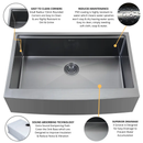 Zeek 33" Farmhouse Workstation Single Bowl Gunmetal Matte Black Kitchen Sink With Accessories PVD Nano Tech Coating ENZO ZA-B332 by ZEEK
