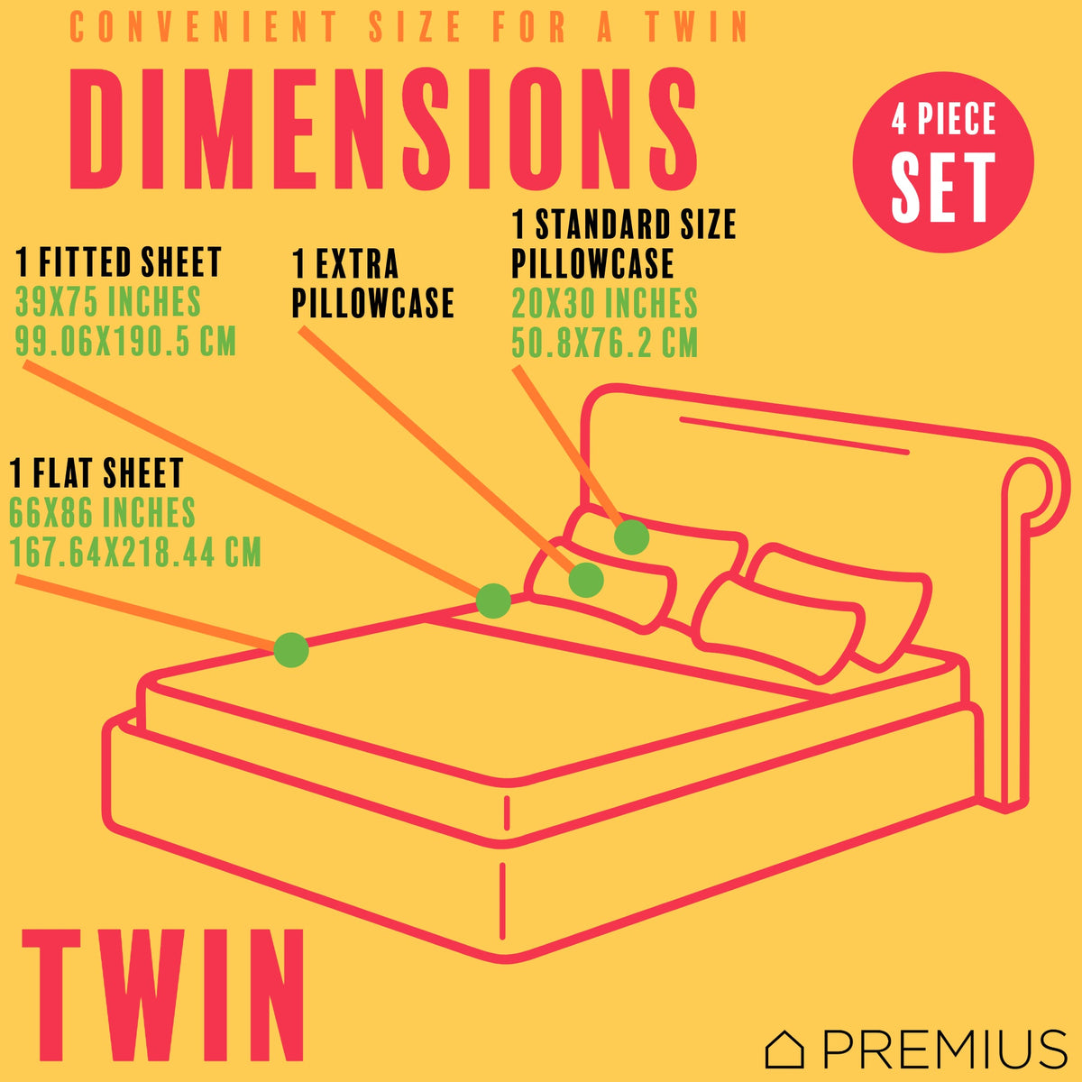 PREMIUS Montego Soft Wrinkle-Free Microfiber Sheet Set, Green-Yellow, photo 27 of 28