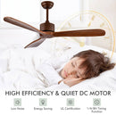 52 Inch Modern Ceiling Fan Indoor Outdoor Brushed Nickel Finish with Remote by LJGDeals