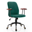 Velvet Office Chair with Wooden Armrests - Adjustable Height by LJGDeals