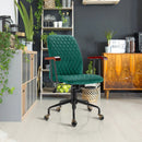 Velvet Office Chair with Wooden Armrests - Adjustable Height by LJGDeals