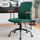 Velvet Home Office Chair with Wooden Armrest by LJGDeals