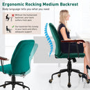 Velvet Office Chair with Wooden Armrests - Adjustable Height by LJGDeals