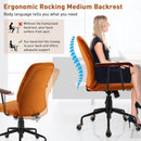 Velvet Home Office Chair with Wooden Armrest by LJGDeals
