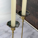 Bobeche - SET OF 2 Black Fluted Glass with Gold Ridged Rim 2.75 Inch