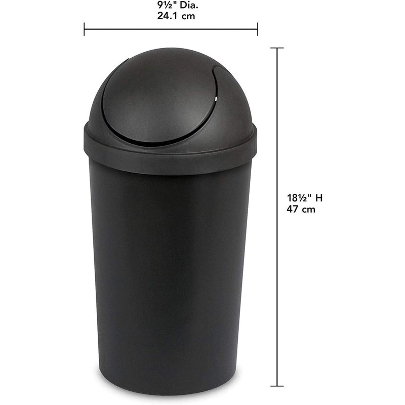 Sterilite Round SwingTop Wastebasket, Black, 3 Gallon