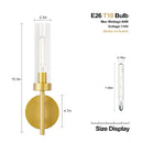 Gold Hardwired Wall Sconces Set of 2, Modern Bathroom Vanity Sconces Wall Lighting