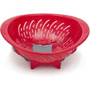 Home Basics Colander Bowl With Slide Open Bottom, Red