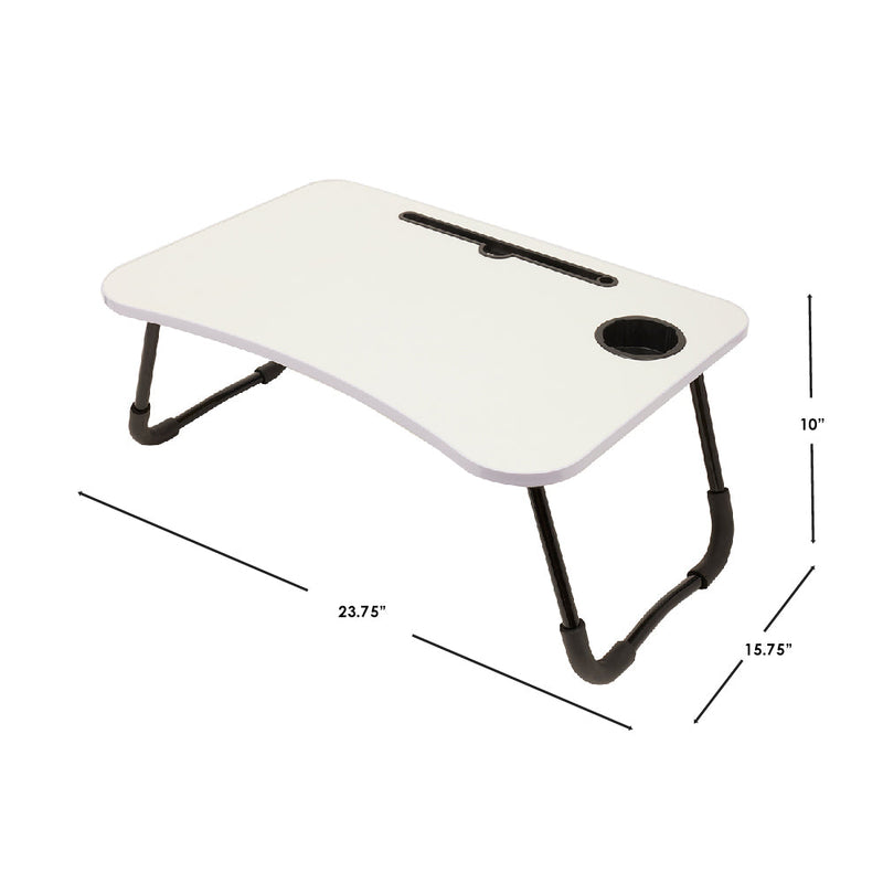 Home Basics Laptop And Tablet Tray with Folding Legs, White, 23.75x16x10 Inches