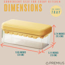 PREMIUS 2 Tray Ice Cube Tray with Container and Scoop, Yellow-Clear