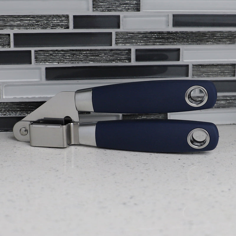 Home Basics Meridian Stainless Steel Garlic Press, Indigo