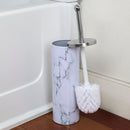 Home Basics Stainless Steel Toilet Brush Holder, White-Marble