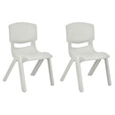 JOON Stackable Plastic Kids Learning Chairs, Light Gray, 20.5x12.75X11 Inches, 2-Pack (Pack of 2)